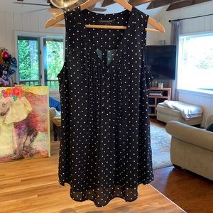 Pleated Maternity Blouse - Black White Dot